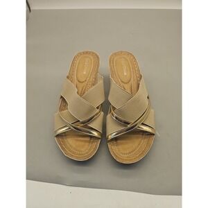 Strappy Sandals Womens Size 6‎ Champagne Criss Cross Slip On Good Choice